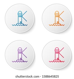 Color line Lighthouse icon isolated on white background. Set icons in circle buttons. Vector Illustration
