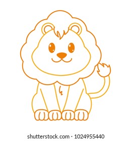 color line lion cute wild animal character