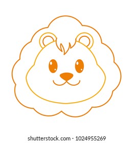 color line lion head cute animal character