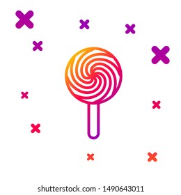 Color line Lollipop icon isolated on white background. Food, delicious symbol. Gradient random dynamic shapes. Vector Illustration