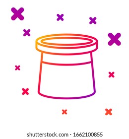 Color line Magician hat icon isolated on white background. Magic trick. Mystery entertainment concept. Gradient random dynamic shapes. Vector Illustration