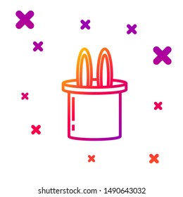 Color line Magician hat and rabbit ears icon isolated on white background. Magic trick. Mystery entertainment concept. Gradient random dynamic shapes. Vector Illustration