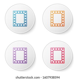 Color line Makeup mirror with lights icon isolated on white background. Set icons in circle buttons. Vector Illustration