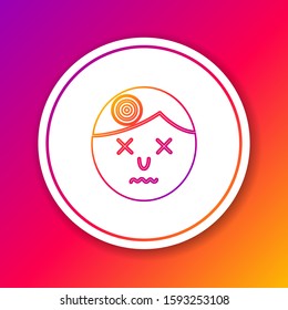 Color line Man having headache, migraine icon isolated on color background. Circle white button. Vector Illustration