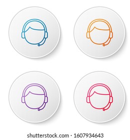 Color line Man with a headset icon isolated on white background. Support operator in touch. Concept for call center, client support service. Set icons in circle buttons. Vector Illustration
