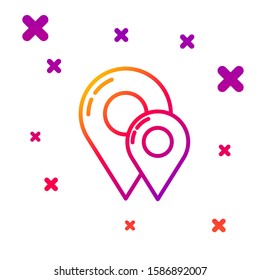 Color line Map pin icon isolated on white background. Navigation, pointer, location, map, gps, direction, place, compass, contact, search concept. Gradient random dynamic shapes. Vector Illustration