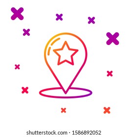 Color line Map pointer with star icon isolated on white background. Star favorite pin map icon. Map markers. Gradient random dynamic shapes. Vector Illustration