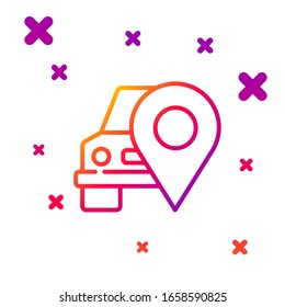 Color line Map pointer with taxi icon isolated on white background. Location symbol. Gradient random dynamic shapes. Vector Illustration