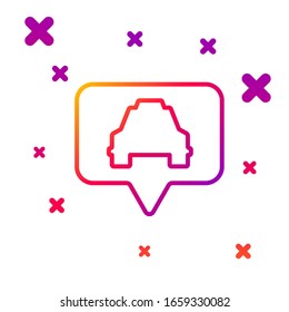 Color line Map pointer with taxi icon isolated on white background. Location symbol. Gradient random dynamic shapes. Vector Illustration