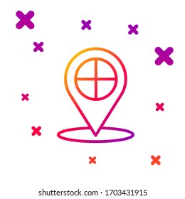 Color line Map pointer with taxi icon isolated on white background. Location symbol. Gradient random dynamic shapes. Vector Illustration