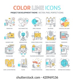 Color line, marketing concept illustrations, icons, backgrounds and graphics. The illustration is colorful, flat, vector, pixel perfect, suitable for web and print. It is linear stokes and fills.