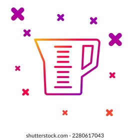 Color line Measuring cup to measure dry and liquid food icon isolated on white background. Plastic graduated beaker with handle. Gradient random dynamic shapes. Vector