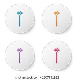 Color line Medieval chained mace ball icon isolated on white background. Medieval weapon. Set icons in circle buttons. Vector Illustration