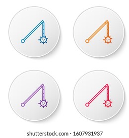 Color line Medieval chained mace ball icon isolated on white background. Medieval weapon. Set icons in circle buttons. Vector Illustration