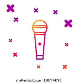 Color line Microphone icon isolated on white background. On air radio mic microphone. Speaker sign. Gradient random dynamic shapes. Vector Illustration