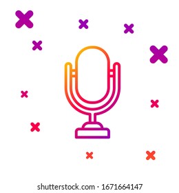 Color line Microphone icon isolated on white background. On air radio mic microphone. Speaker sign. Gradient random dynamic shapes. Vector Illustration