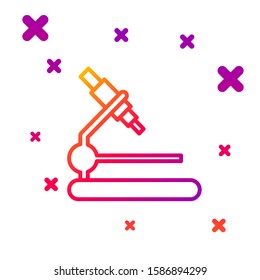 Color line Microscope icon isolated on white background. Chemistry, pharmaceutical instrument, microbiology magnifying tool. Gradient random dynamic shapes. Vector Illustration