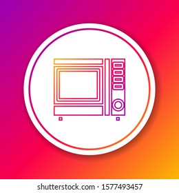Color line Microwave oven icon isolated on color background. Home appliances icon. Circle white button. Vector Illustration
