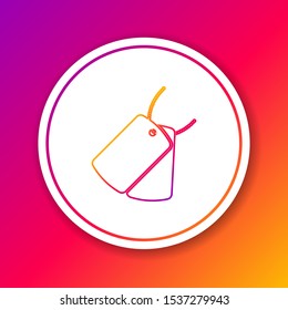 Color line Military dog tags icon isolated on color background. Identity tags icon. Army sign. Circle white button. Vector Illustration