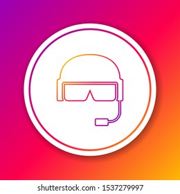 Color line Military helmet icon isolated on color background. Army hat symbol of defense and protect. Protective hat. Circle white button. Vector Illustration