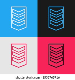Color line Military rank icon isolated on color background. Military badge sign. Vintage style drawing. Vector Illustration