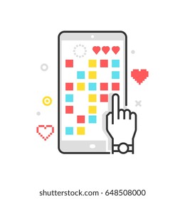 Color line, mobile game illustration, icon, background and graphics. The illustration is colorful, flat, vector, pixel perfect, suitable for web and print. It is linear stokes and fills.
