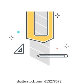 Color line, modeling knife concept illustration, icon, background and graphics. The illustration is colorful, flat, vector, pixel perfect, suitable for web and print. It is linear stokes and fills.
