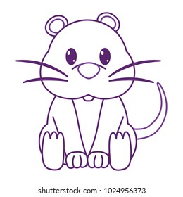 color line mouse cute wild animal character