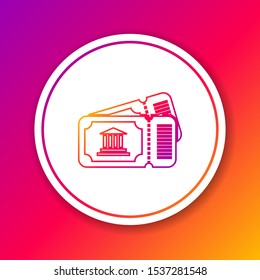 Color line Museum ticket icon isolated on color background. History museum ticket coupon event admit exhibition excursion. Circle white button. Vector Illustration