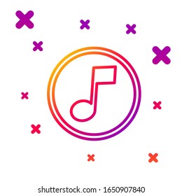 Color line Music note, tone icon isolated on white background. Gradient random dynamic shapes. Vector Illustration