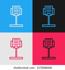 Color line Music stand icon isolated on color background. Musical equipment. Vintage style drawing. Vector Illustration