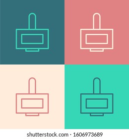 Color line Nail polish bottle icon isolated on color background.  Vector Illustration