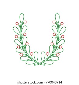 color line natural branches leaves with flowers design