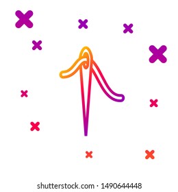 Color line Needle for sewing with thread icon isolated on white background. Tailor symbol. Textile sew up craft sign. Embroidery tool. Gradient random dynamic shapes. Vector Illustration
