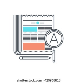 Color line, newspaper concept illustration, icon, background and graphics. The illustration is colorful, flat, vector, pixel perfect, suitable for web and print. It is linear stokes and fills.