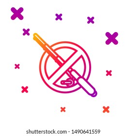 Color line No fishing icon isolated on white background. Prohibition sign. Gradient random dynamic shapes. Vector Illustration