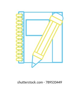 color line notebook and pencil object school education