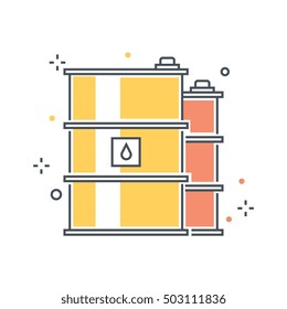 Color line, oil barrel concept illustration, icon, background and graphics. The illustration is colorful, flat, vector, pixel perfect, suitable for web and print. It is linear stokes and fills.