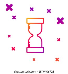 Color line Old hourglass with flowing sand icon isolated on white background. Sand clock sign. Business and time management concept. Gradient random dynamic shapes. Vector Illustration