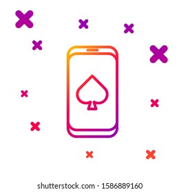 Color line Online poker table game icon isolated on white background. Online casino. Gradient random dynamic shapes. Vector Illustration