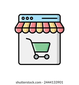 Color Línea Online Shopping vector icono