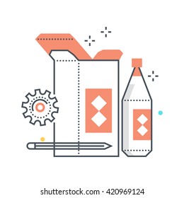 Color line, pacage design deconcept illustration, icon, background and graphics. The illustration is colorful, flat, vector, pixel perfect, suitable for web and print. It is linear stokes and fills.