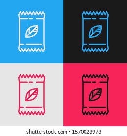 Color line A pack full of seeds of a specific plant icon isolated on color background. Vintage style drawing. Vector Illustration
