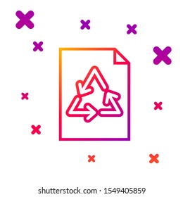 Color line Paper with recycle icon isolated on white background. Gradient random dynamic shapes. Vector Illustration