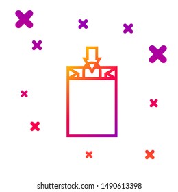 Color line Paper shopping bag icon isolated on white background. Package sign. Gradient random dynamic shapes. Vector Illustration