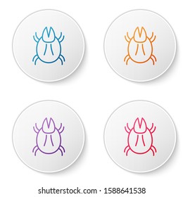 Color line Parasite mite icon isolated on white background. Set icons in circle buttons. Vector Illustration