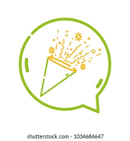 color line party confetti inside chat bubble message