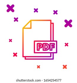 PDF-Datei mit Farblinie. PDF-Button einzeln auf weißem Hintergrund herunterladen. PDF-Dateisymbol. Gradient zufällige dynamische Formen. Vektorillustration-Illustration