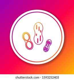 Color line Peanut icon isolated on color background. Circle white button. Vector Illustration