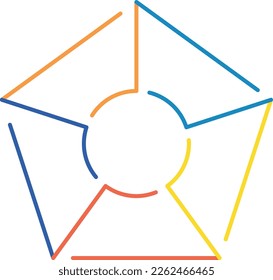 Marco de texto del pentágono de línea de color para la presentación empresarial
